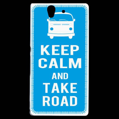 Coque  Sony Xperia Z Keep Calm Take Road Cyan