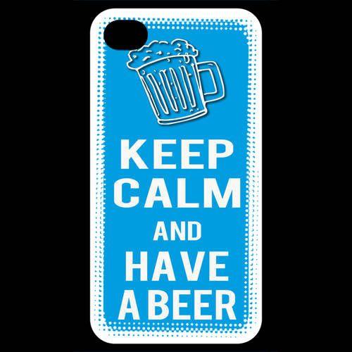 Coque  Iphone 4 / Iphone 4s Keep Calm Have A Beer Cyan