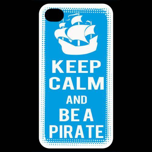 Coque  Iphone 4 / Iphone 4s Keep Calm Be A Pirate Cyan