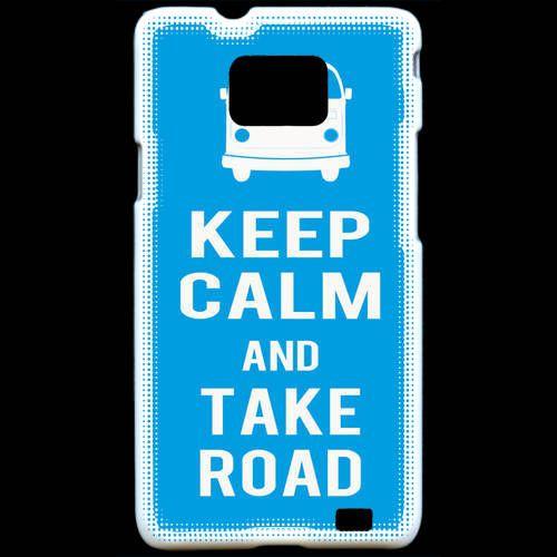 Coque  Samsung Galaxy S2 Keep Calm Take Road Cyan