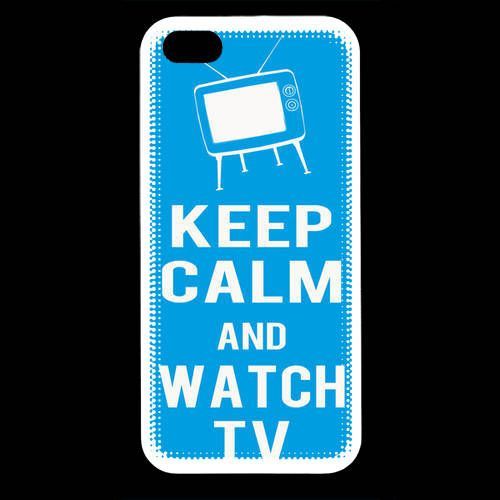 Coque  Iphone 5 Keep Calm Watch Tv Cyan