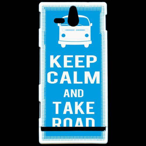 Coque  Sony Xperia U Keep Calm Take Road Cyan