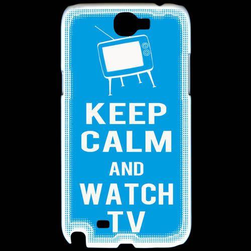 Coque  Samsung Galaxy Note 2 Keep Calm Watch Tv Cyan