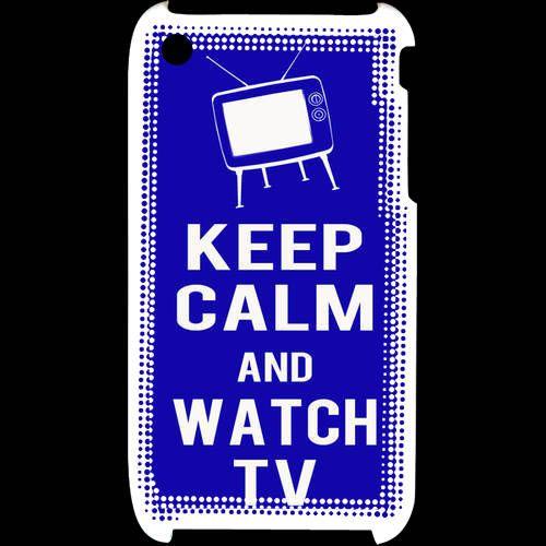Coque  Iphone 3g / 3gs Keep Calm Watch Tv Bleu