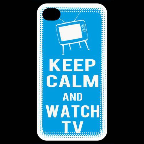 Coque  Iphone 4 / Iphone 4s Keep Calm Watch Tv Cyan