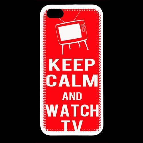 Coque  Iphone 5 Keep Calm Watch Tv Rouge