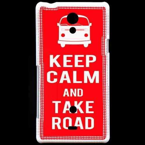 Coque  Sony Xperia T Keep Calm Take Road Rouge