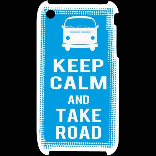 Coque  Iphone 3g / 3gs Keep Calm Take Road Cyan