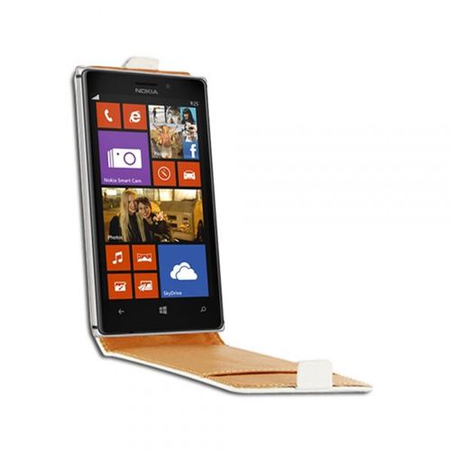 Swiss Charger Etui Cuir Blanc Véritable Pour Nokia Lumia 925