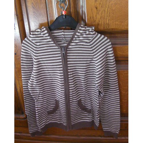 Gilet Rayé Marron - Taille 8/10 Ans