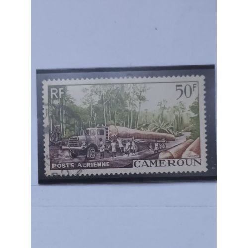 L330 -- Timbre Oblitéré Cameroun, Occupation Française Militaire, Poste Aérienne N°46 -- Année 1955 -- " Edeka: Exploitation Forestière ".