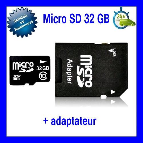 Carte Mémoire Micro SD 32 Go + Adaptateur SD