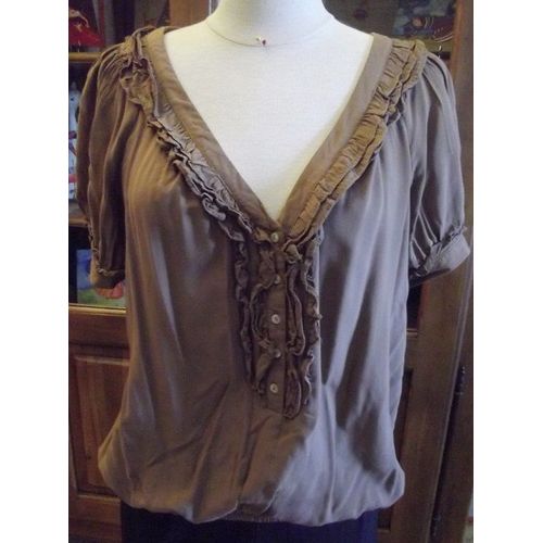 Blouse Zara Basics T.M Marron Clair Manches Courtes