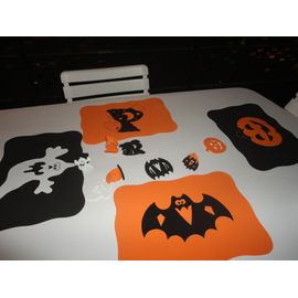 4 Sets De Table Assortis Halloween Avec Sous Verres