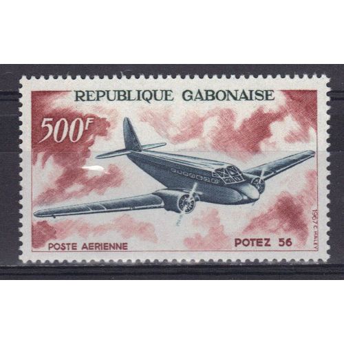 Gabon 1967 Poste Aerienne : Anciens Avions : Potez 56 - Timbre 500 F. Neuf * Cote 12,50 