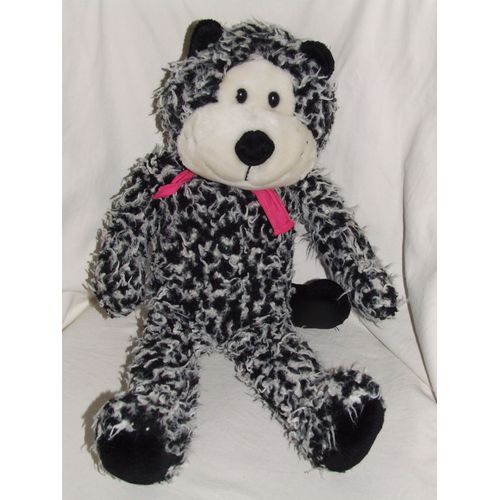 Chat Jemini Doudou Noir Gris Blanc Chiné Peluche De 45 Cm