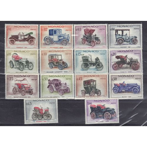 Monaco 1961 : Rétrospective Automobile : Voitures Anciennes - Série Entière De 14 Timbres Neufs * Cote 21,50 