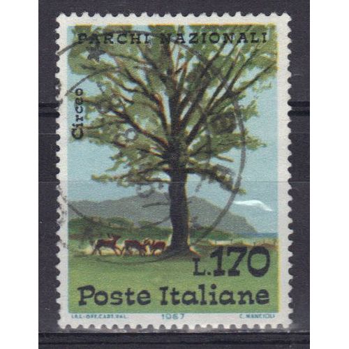 Italie 1967 : Arbre Élancé Du Parc National - Timbre Oblitéré