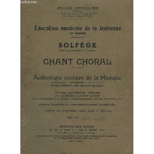 Education Musicale De La Jeunesse - 2° Partie - Solfege Chant Choral - Exercices Concertants A 2 Parties.