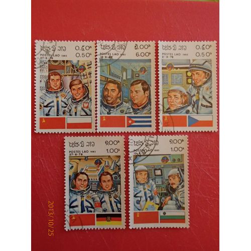 Timbres Poste Lao (Cosmonautes Russes)