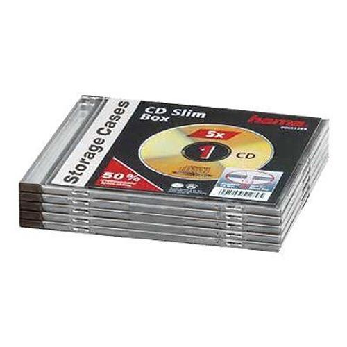 Hama - Boîtier plastique mince pour stockage CD - capacité : 1 CD - noir transparent (pack de 5)