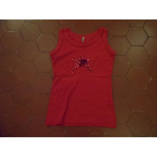 Débardeur Jersey Coton Rouge Est West