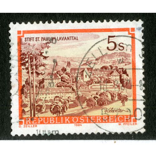 Timbre Oblitéré Republik Osterreich, Stift St. Paul Im Lavanttal, 1984, 5s