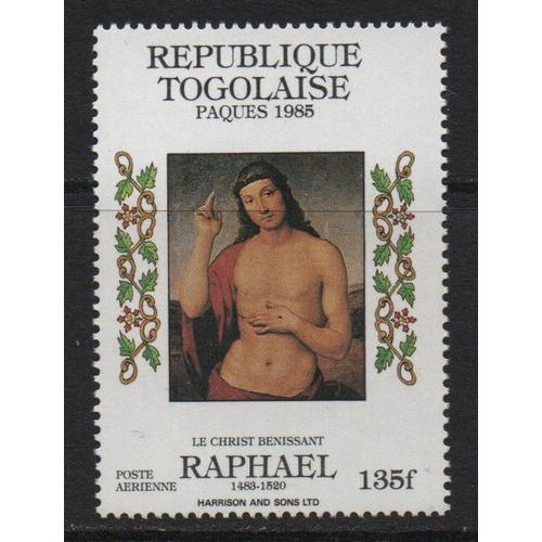République Togolaise, Timbre-Poste Aérienne Y & T N° 555, 1985 - Pâques, Tableau De Raphaël, Le Christ Bénissant