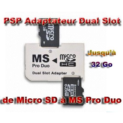Adaptateur Dual Slot Micro Sd À Pro Duo Pour Psp