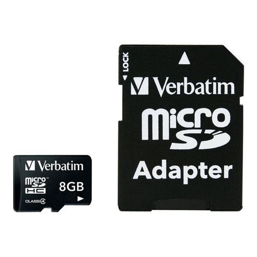 Verbatim - Carte mémoire flash (adaptateur SD inclus(e)) - 8 Go - Class 4 - micro SDHC