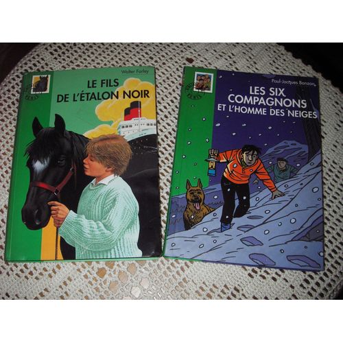Lot De 2 Livres De Poche Bibliothèque Verte ,"Le Fils De L'étalon Noir De Walter Farley ","Les 6 Compagnons Et L'homme Des Neiges De Paul-Jacques Bonzon " .