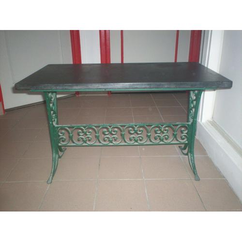 Table Basse Ancienne En Fer Forge Et Marbre Noir