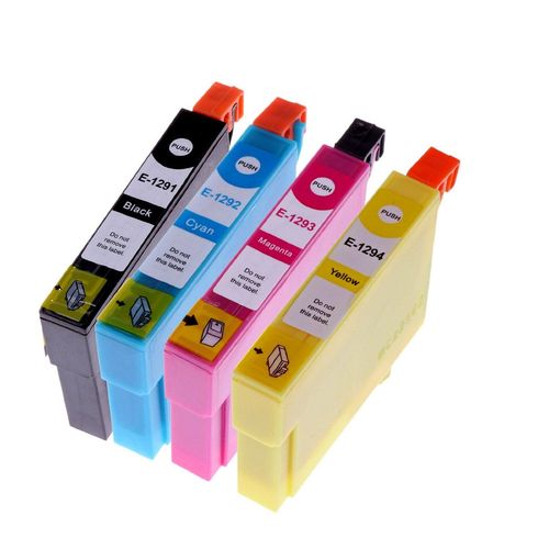 T1295 - Epson T 1291 / T 1292 / T 1293 / T 1294 - 4 Cartouches d'encre avec puce compatible pour EPSON Stylus SX 425W , SX 235W , SX 535WD , SX 435W , SX 445W , SX 420W , SX 525WD , SX 620FW