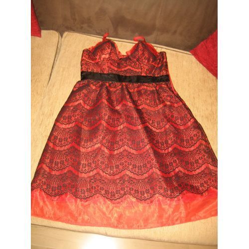 Robe De Soirée Jennyfer - Rouge/ Dentelle Noire