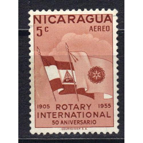 Nicaragua 1955 Poste Aerienne : Cinquantenaire Du Rotary International - Timbre 5 C. Brun-Orange Oblitéré
