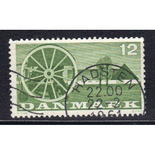 Danemark 1960 : Agriculture : Roue De Chariot - Timbre 12 O/ Vert Oblitéré