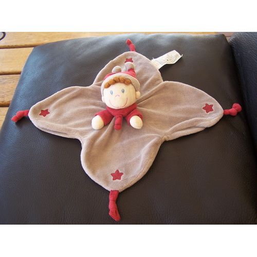 Doudou Plat Etoile Nicotoy Fee Lutin Beige Gris Rouge Bordeaux