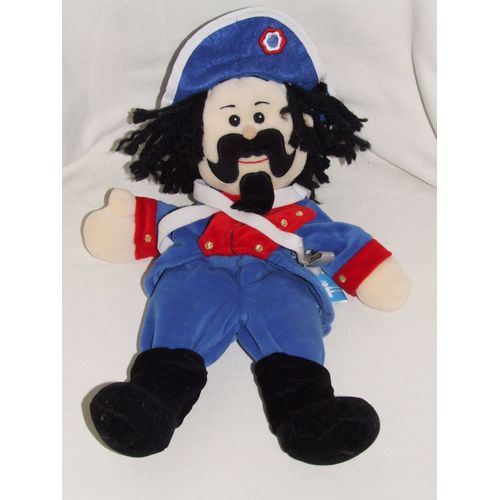 Gendarme Marionnette Doudou Fiesta Crafts Bleu Rouge Mousquetaire Peluche De 35 Cm