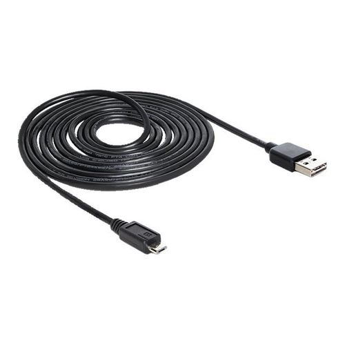 Delock EASY-USB - Câble USB - Micro-USB de type B (M) pour USB (M) - 3 m - noir