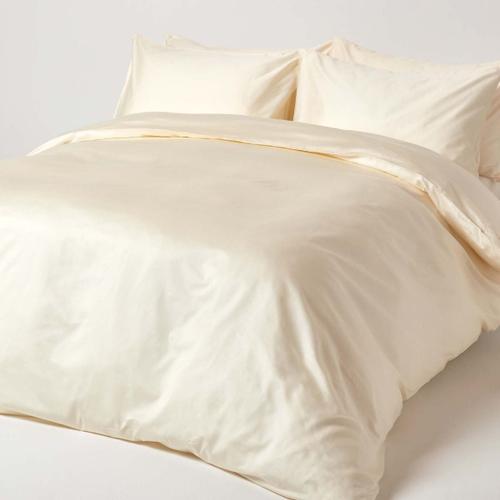 Housse De Couette Et Taies D'oreiller Coton Égyptien Bio 400 Fils Crème 200 X 200 Cm