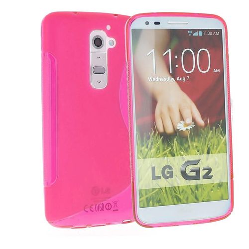 Housse Etui Coque Gel Silicone Lg G2 + Film Protection - Rose