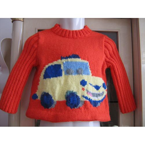 Pull Luigi De Cars T. 2 Ans Tricoté Main Neuf