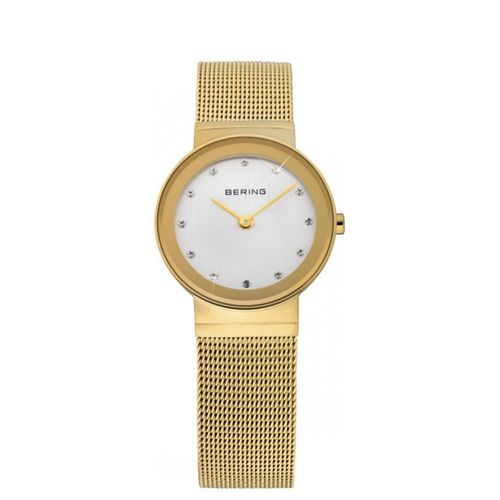 Montre Pour Femme Cadran Rond Acier Doré Bracelet Milanais Bering