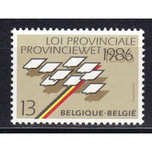 Belgique 1986 : 150è Anniversaire De La Loi Provinciale Et Des Conseils Provinciaux : Ruban Aux Couleurs Nationales : Écussons Des 9 Provinces - Timbre Neuf **