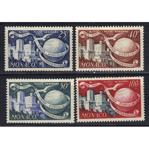 Monaco 1946 Poste Aerienne : 5è Anniversaire De L'u.P.U. : Palais Princier - Série Entière De 4 Timbres Neufs *