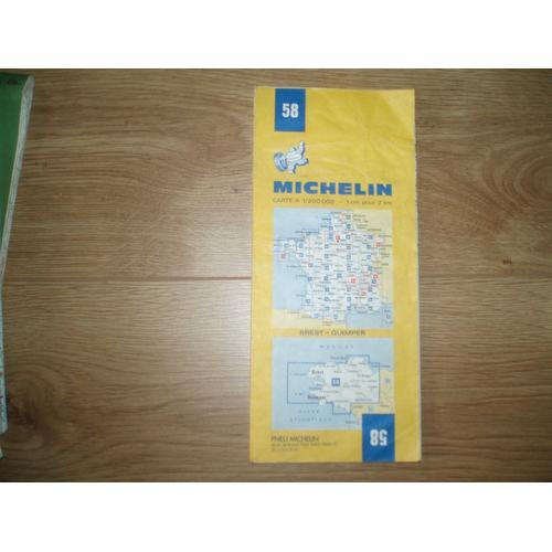 Carte Routiere Michelin N°58 /13eme Edition De 1976 Brest - Quimper.