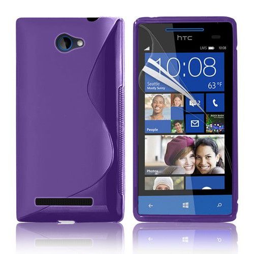 Housse Etui Coque Silicone Gel Mauve Pour Windows Phone 8s By Htc   Film Ecran