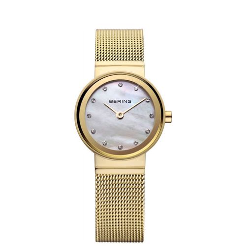 Montre Pour Femme Boîtier Acier Doré Et Nacré Bracelet Milanais Bering