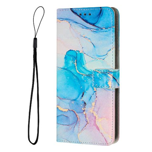 Étui Pour Iphone 15 Pro Max Marbre Peint Insertion De Carte Couverture Antichoc Étui Portefeuille Rabat À Boucle - Vert Poudre