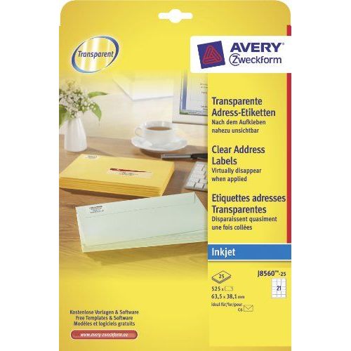 AVERY Zweckform Etiquettes adresses transparentes, 63,5 x
